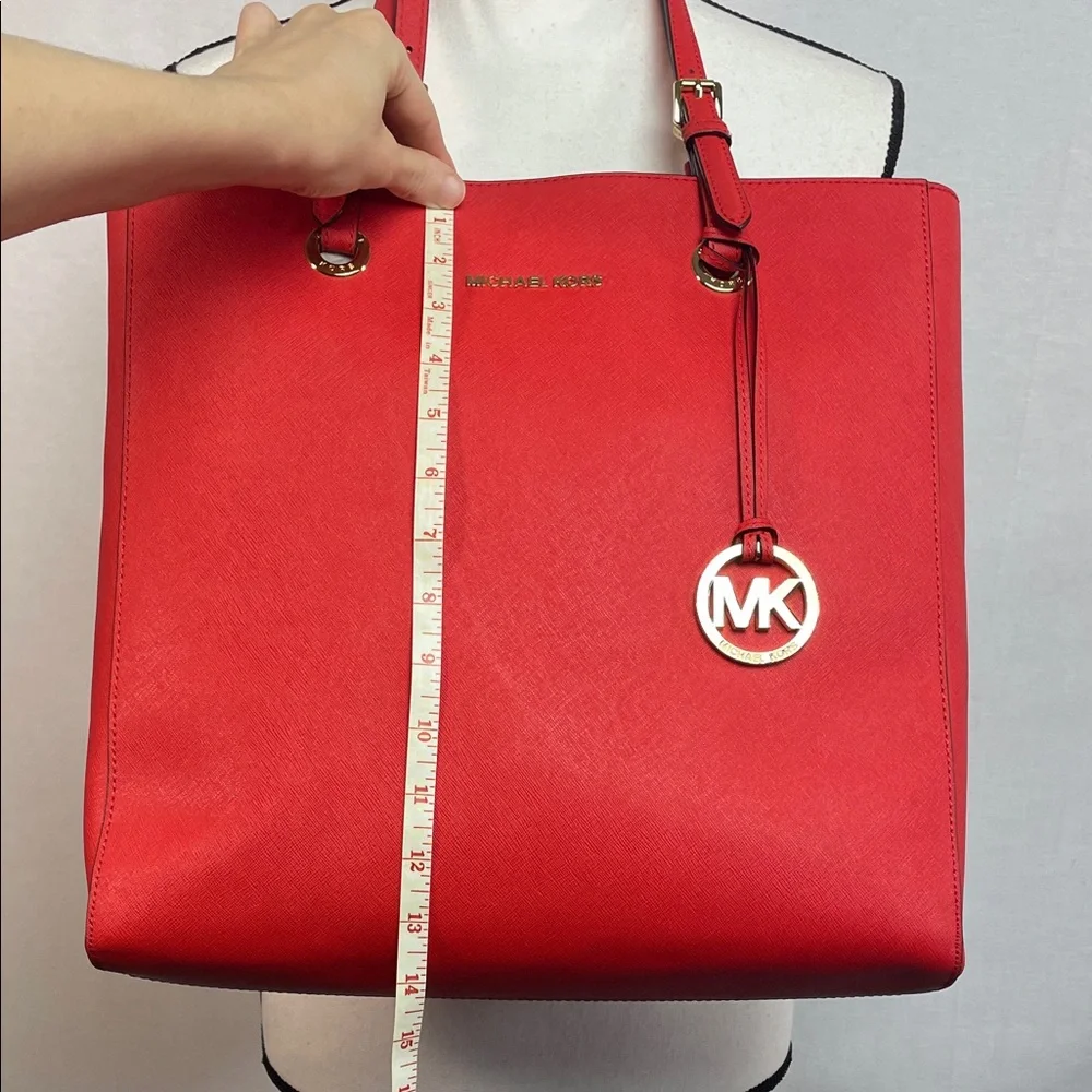 Michael Kors Vibrant cherry Red Tote gold hardware large purse